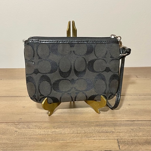 Coach logo cloth and leather wristlet coin purse. Great used condition. - Picture 2 of 4